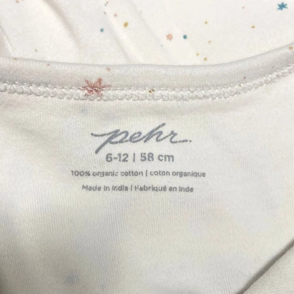 Pehr Henley Patch Pocket Romper Size 6-12 Months Celestial Print Organic Cotton